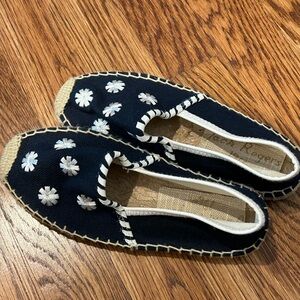 Jack Rogers Dark Blue Espadrilles with White Embroidery